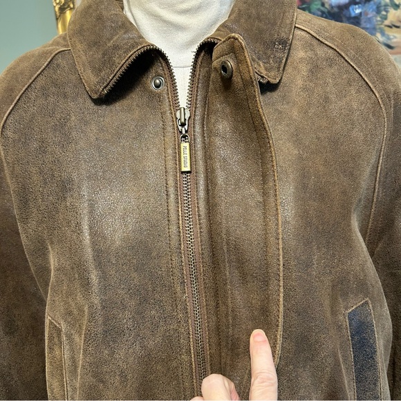 Wilsons Pelle Studio Brown Leather Sherpa Fur Lined Mid Length Heavy Winter Coat - Picture 5 of 17
